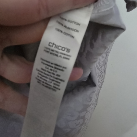 Chico’s 2 US L Women’s Button Up Shirt Gray Animal Print Leopard Long Sleeve - Picture 6 of 11